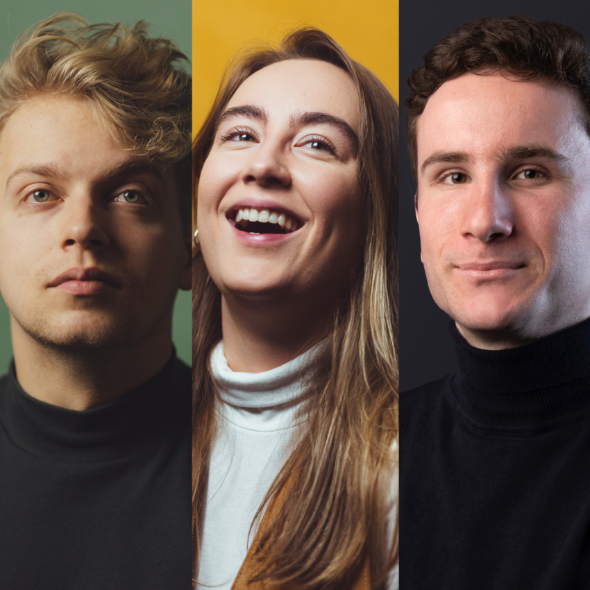 Headshots of Hugh Cutting, Rebecca Leggett & George Ireland