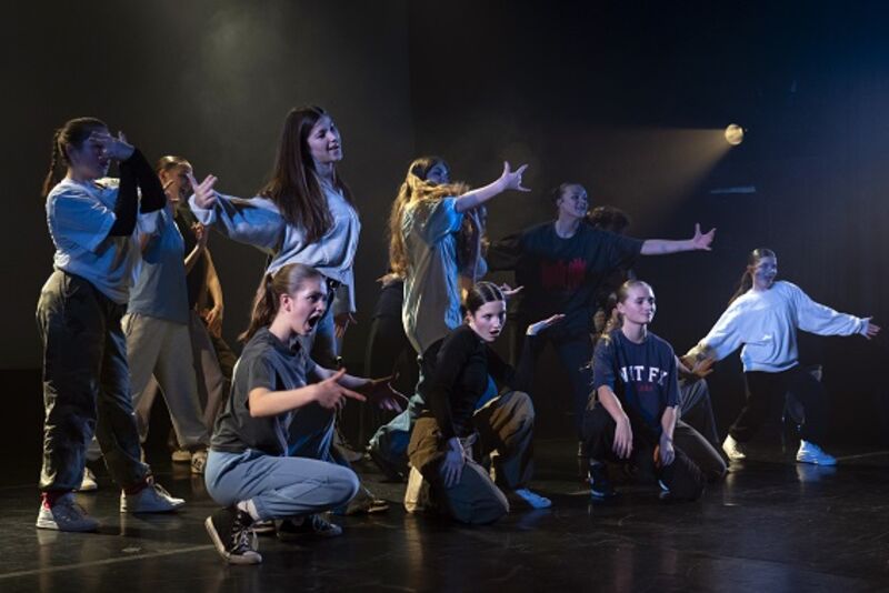A group of young girls dancing