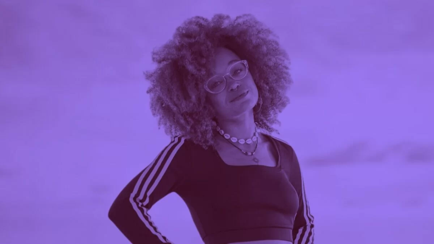 Portrait of AFLO. the poet on a purple background