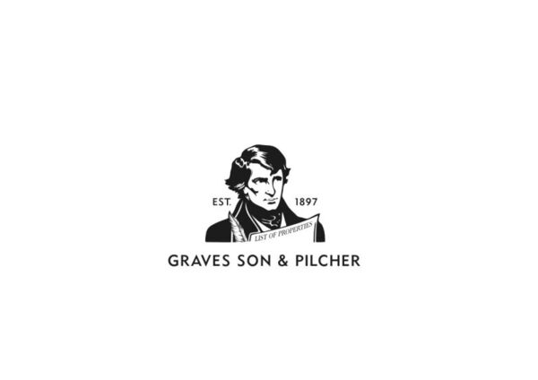 A black logo of a gentleman reading graves son & pilcher