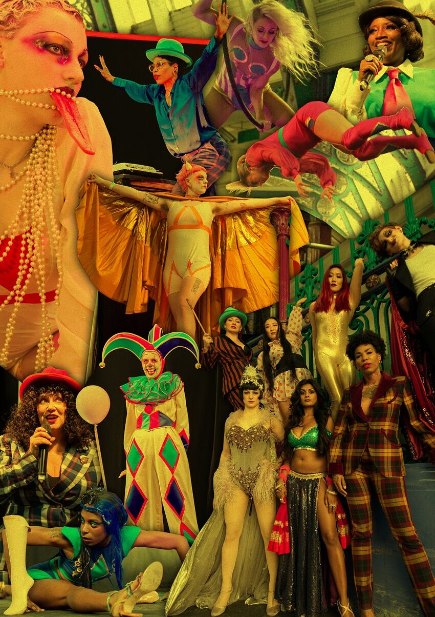A collage of female and non-binary sideshow performers