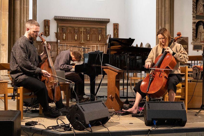 Liam Byrne on viol, Tom Rogerson on piano and Clare O'Connell on cello