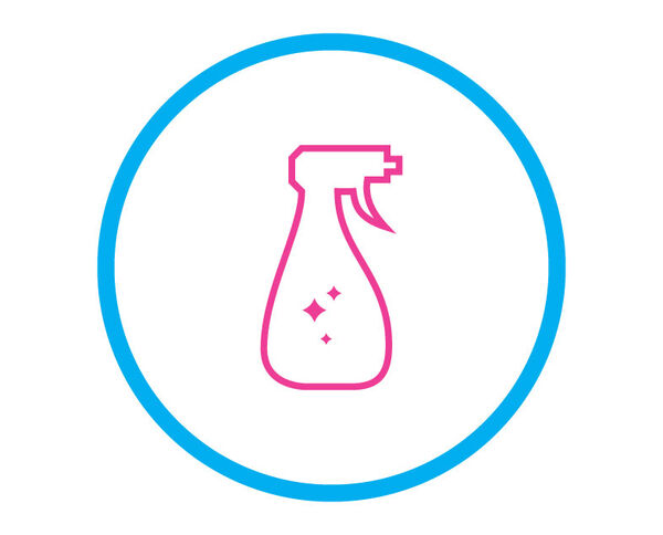 Icon of a spray cleaning bottle, to show enhanced cleaning