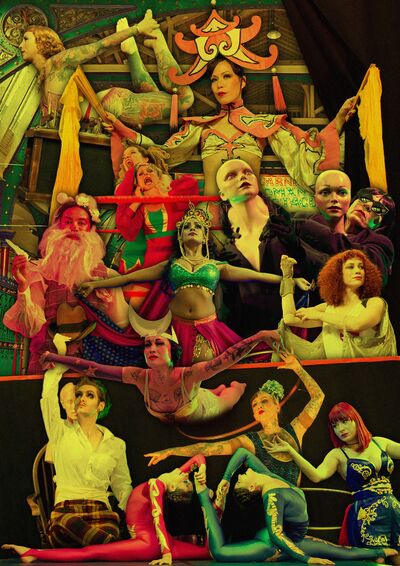 A collage of female and non-binary sideshow performers