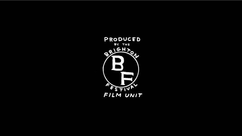 Logo reading Produced by the Brighton Festival Film Unit, illustrated by David Shrigley