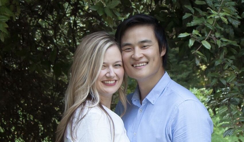 Katie and Kevin Trang posing cheek-to-cheek