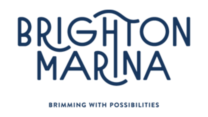 Written in dark blue: Brighton Marina Brimming With Possibilities