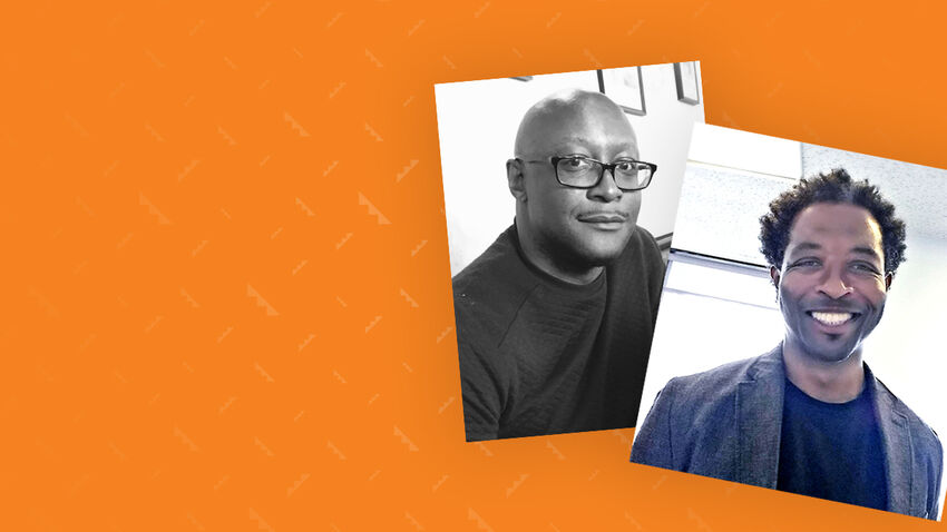 Portraits of  Dr Kelvin Black (left) and Courttia Newland (UK) (right)