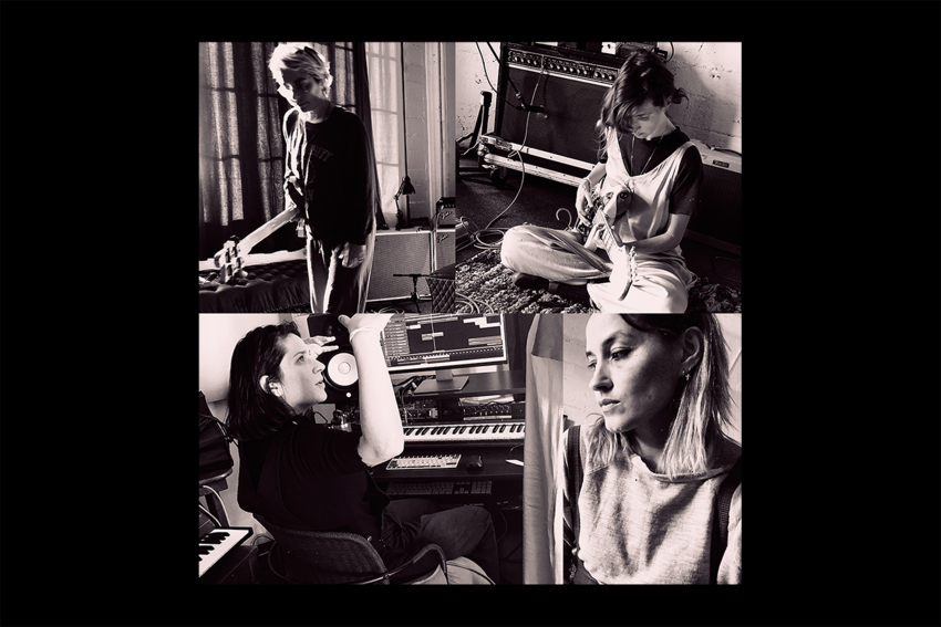 A composite image of four people, some with guitars, some playing keyboard