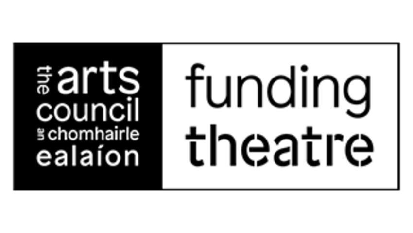Black and white logo reading the arts council ue chomhairle ealaion funding theatre