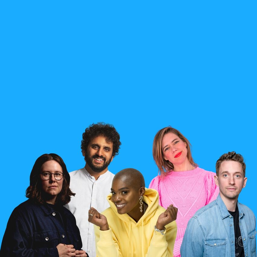 Chloe Petts, Nish Kumar, Thanyia Moore, Lou Sanders and John Robbins