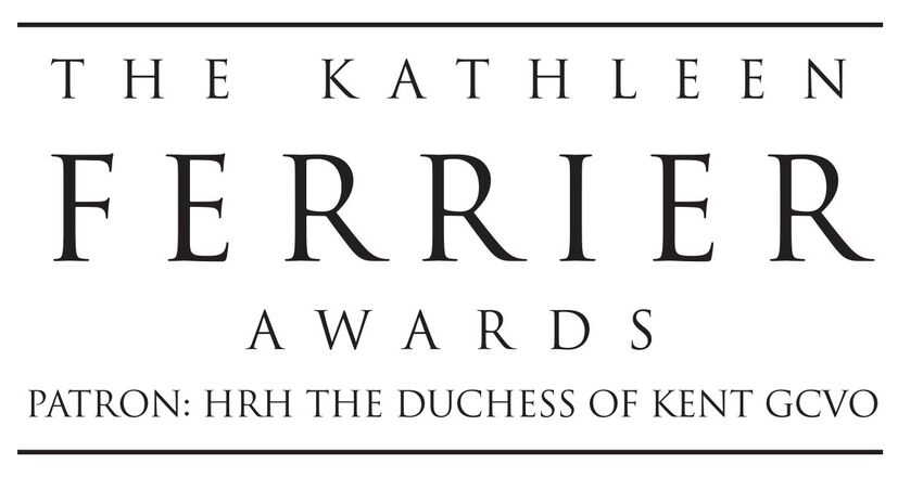 Logo. White background with black text: The Kathleen Ferrier Awards, Patron HRH The Duchess of Kent GCVO