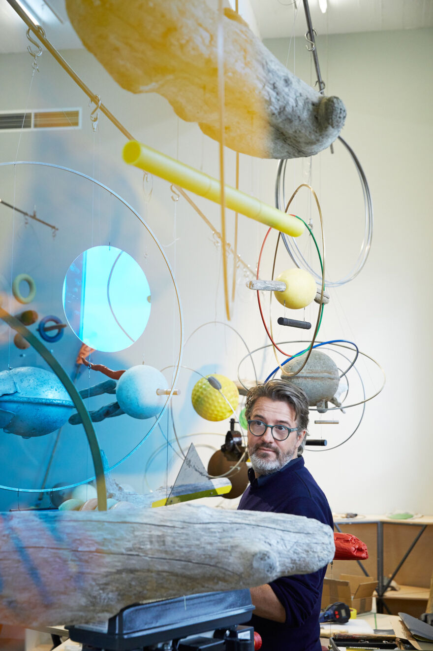 Artist Olafur Eliasson in his studio