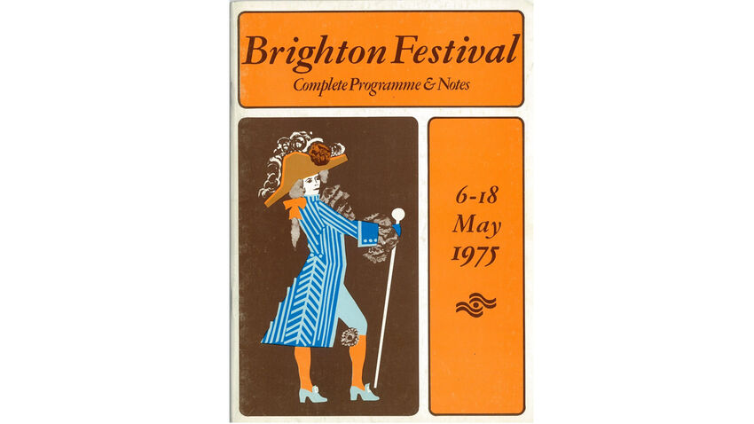 Brighton Festival 1975 brochure cover featuring an illustration of a brighton dandy